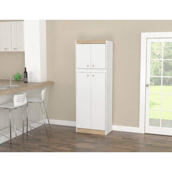 Kitchen Storage Cabinet 23.6 in. W x 14.6 in. D x 67 in. H White and Vienes Oak